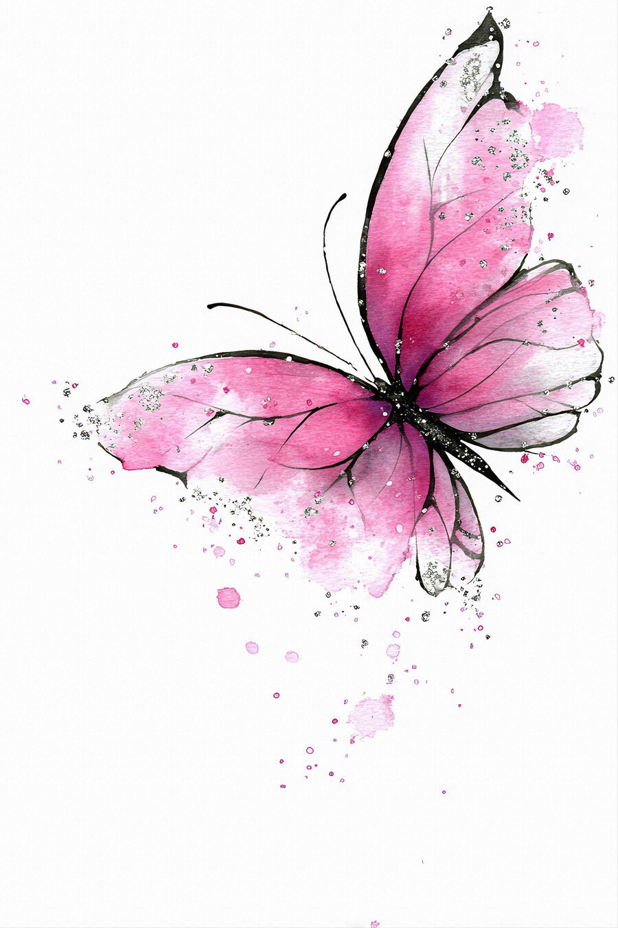 Borboleta cor-de-rosa com salpicos — design completo