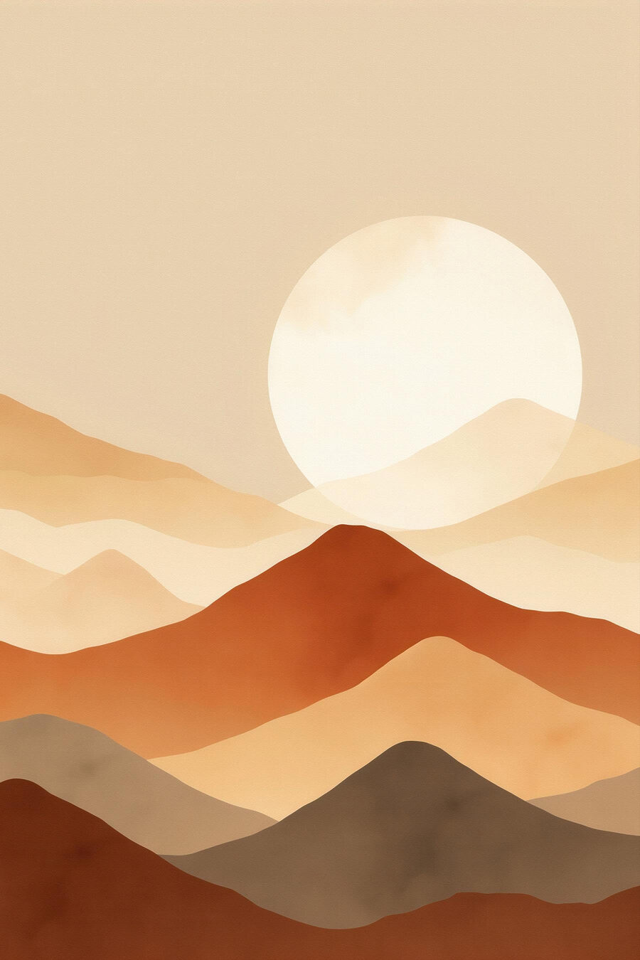 Sol pálido sobre montanhas — design completo