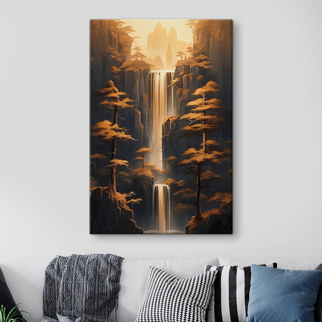 Cascata dourada num desfiladeiro — interior 2