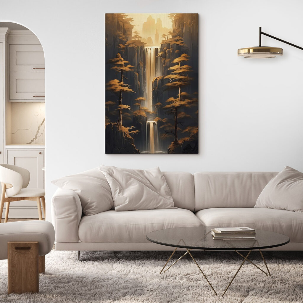 Cascata dourada num desfiladeiro — interior 3