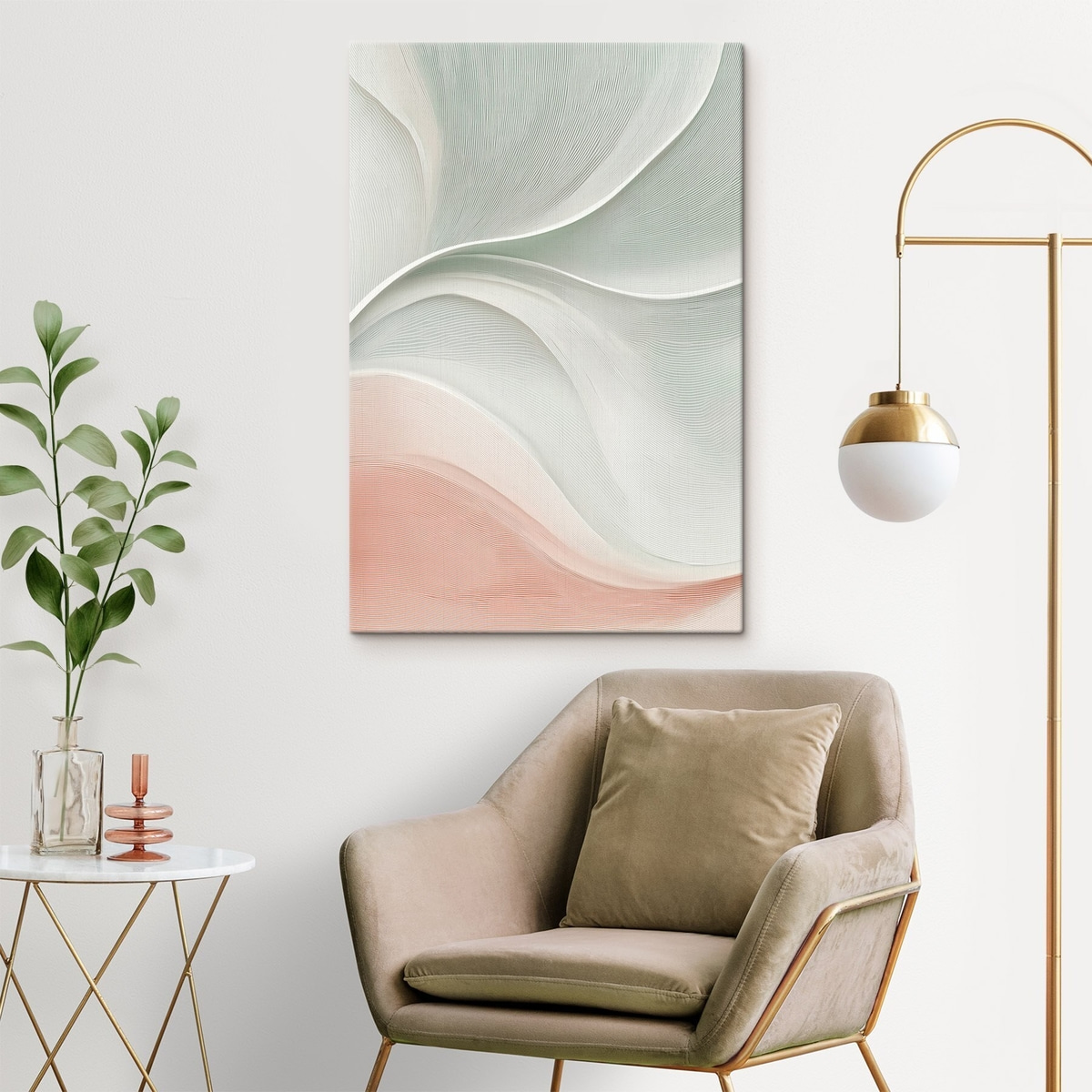 Ondas abstratas em rosa-bege — interior 3