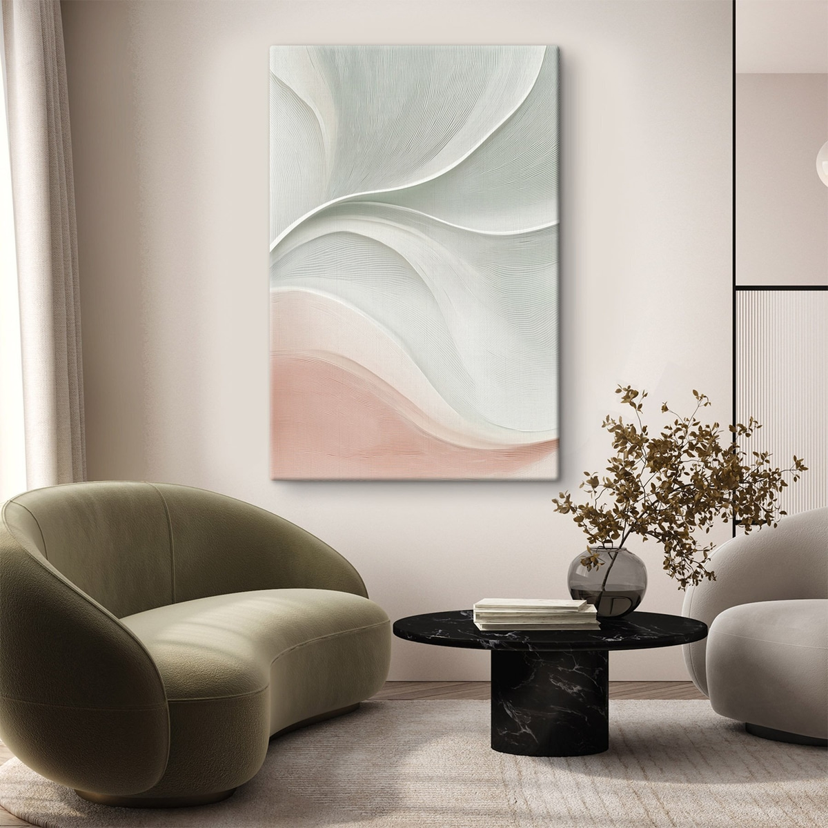 Ondas abstratas em rosa-bege — interior 2