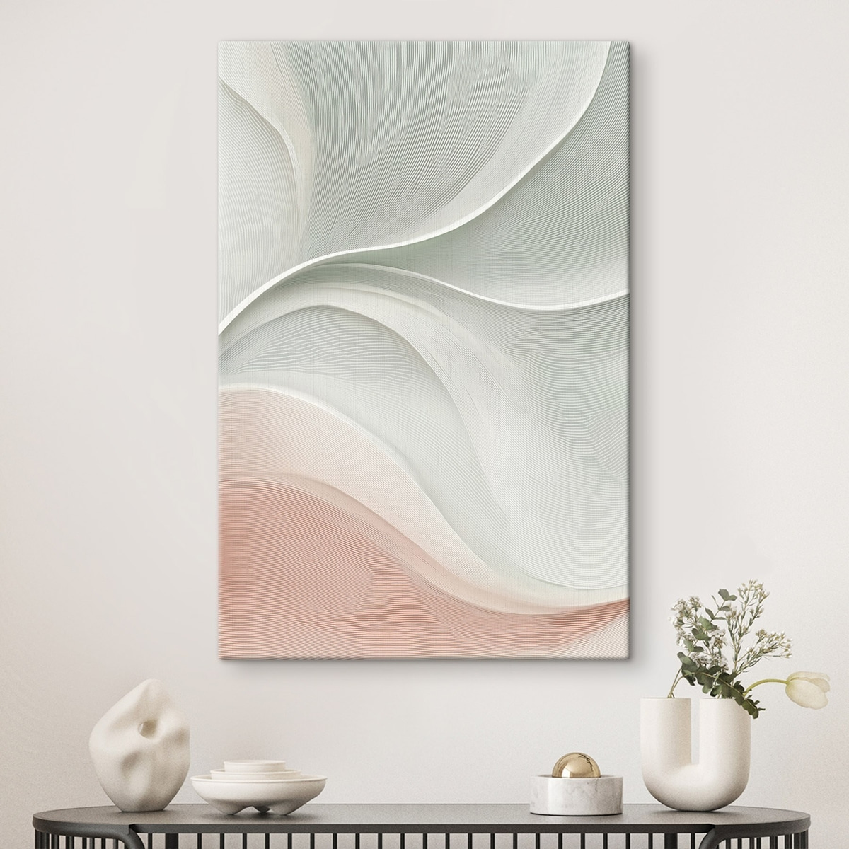 Ondas abstratas em rosa-bege — interior 1