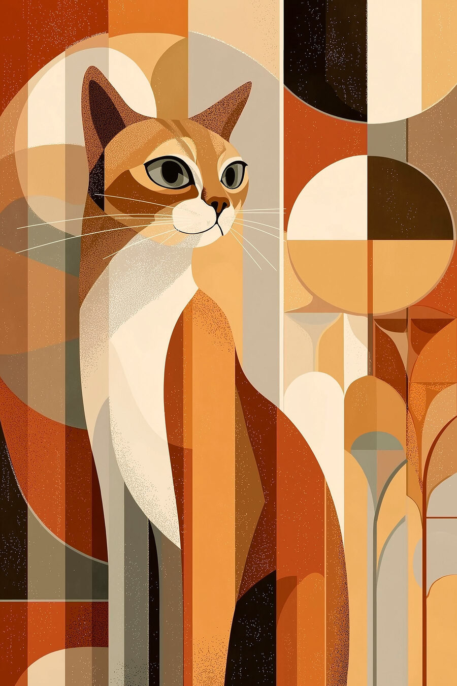 Gato laranja entre curvas — design completo
