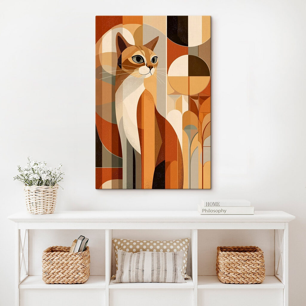 Gato laranja entre curvas — interior 1