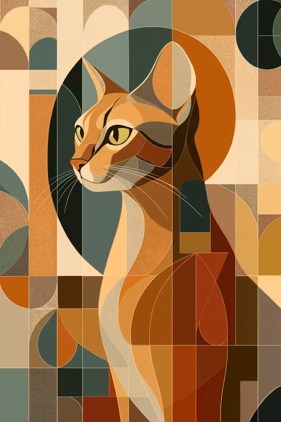 Gato em geometria verde — design completo