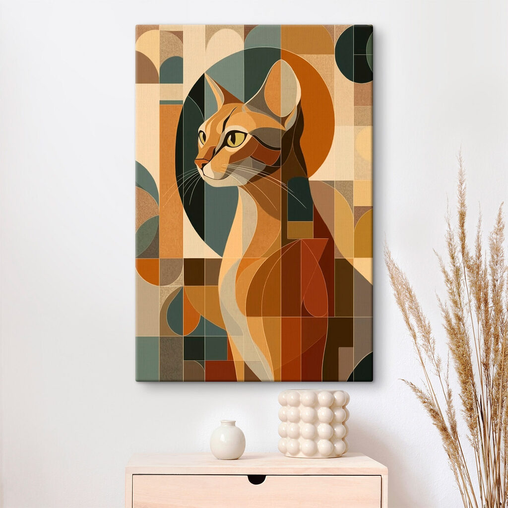 Gato em geometria verde — interior 2