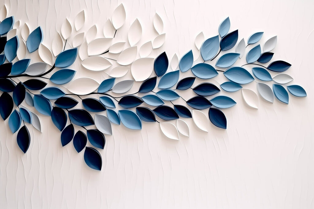 Arco de folhas azuis — design completo