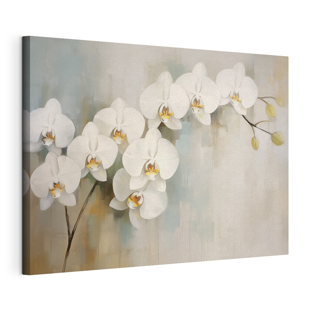 Orquídeas serenas, tela esticada e borda contínua