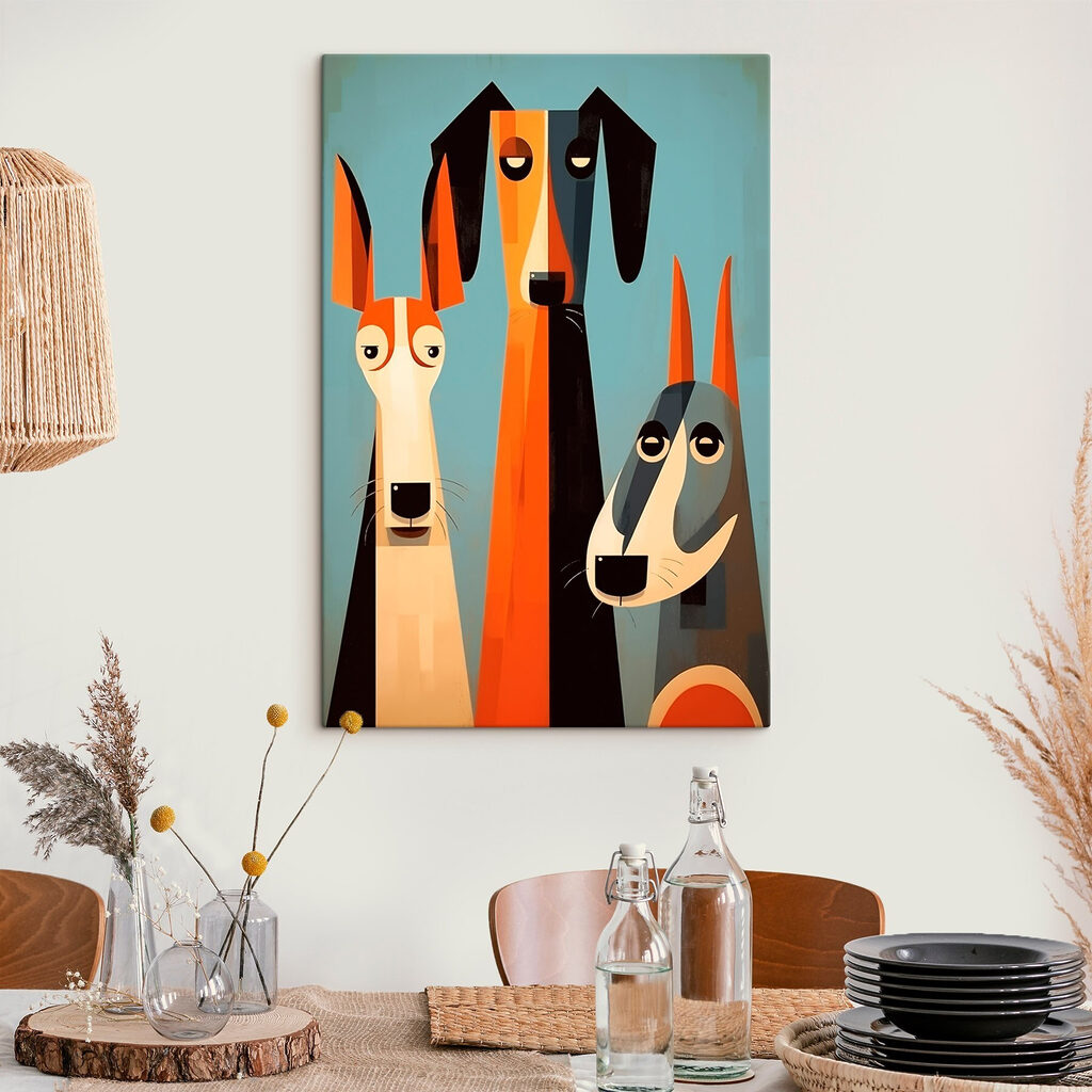 Três cães em azul-petróleo — interior 2