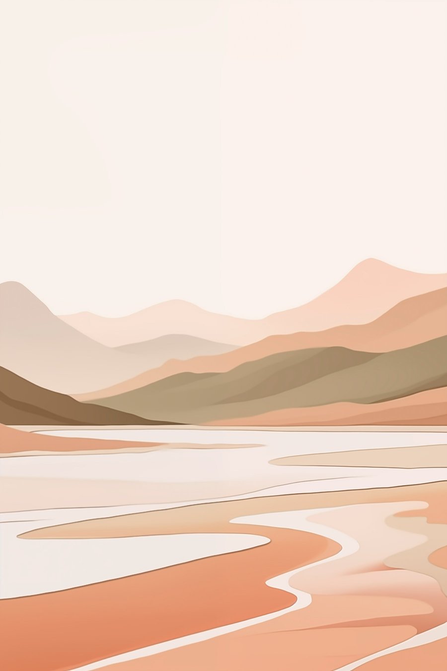 Montanhas e rio abstratos — design completo