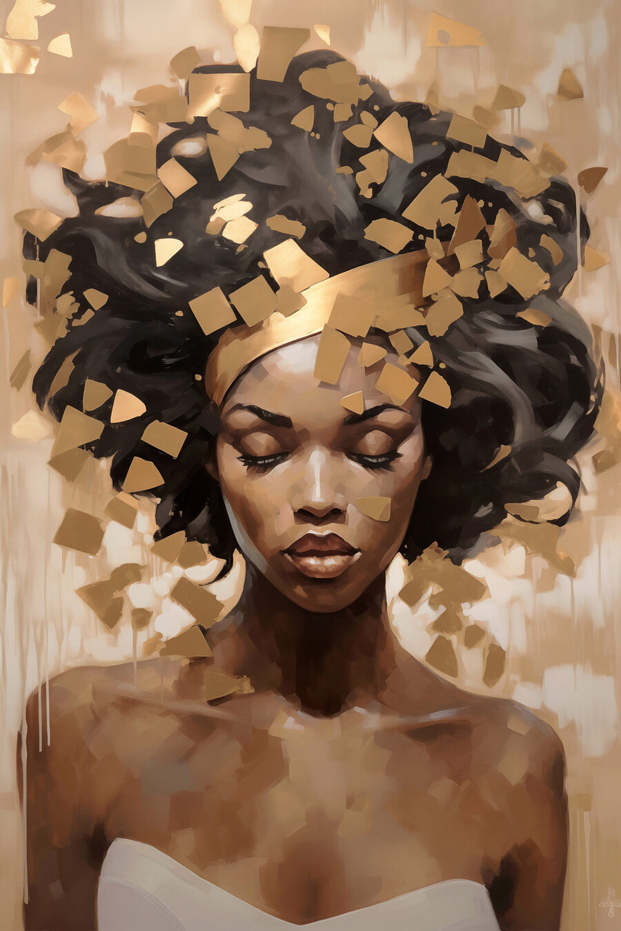 Retrato com coroa dourada — design completo