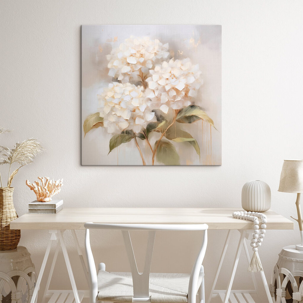 Hortênsias creme na neblina — interior 3