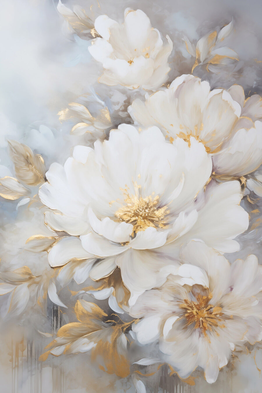 Flores creme em névoa — design completo