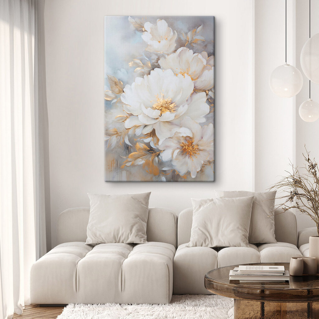 Flores creme em névoa — interior 1