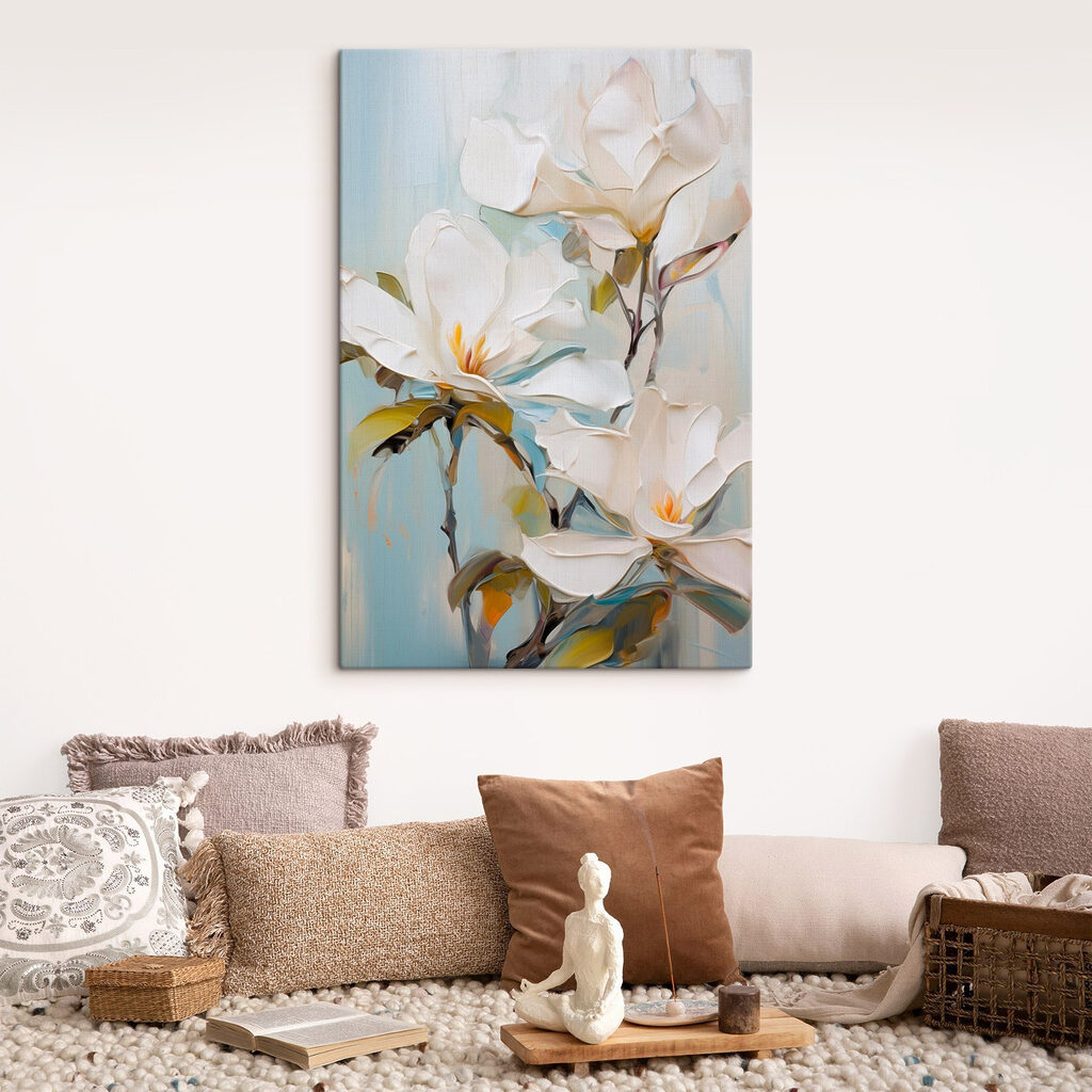 Magnólia branca sobre azul-gelo — interior 2