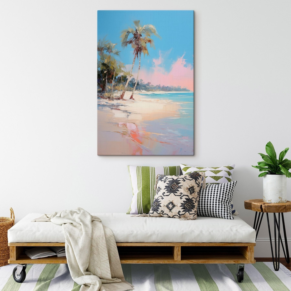 Praia tropical abstrata num interior