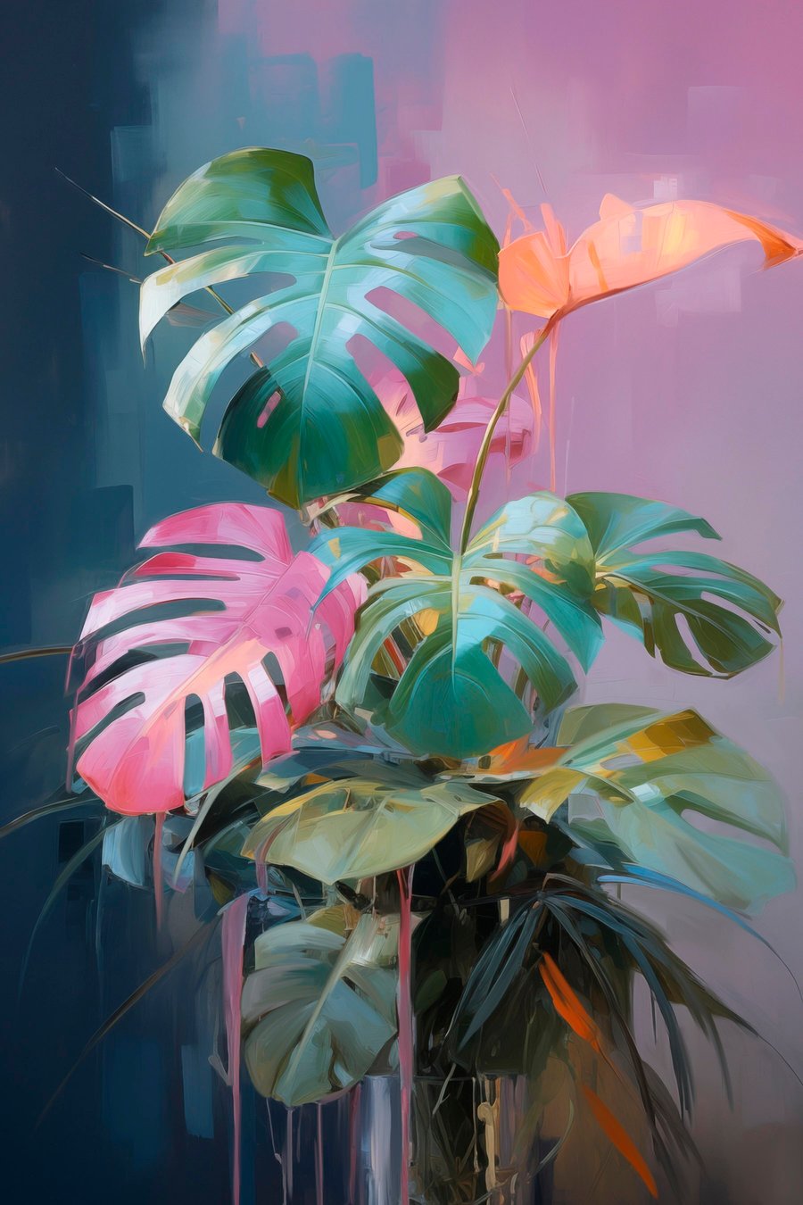 Monstera rosa e verde — design completo