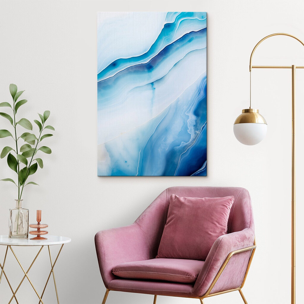 Corrente azul sobre branco — interior 1