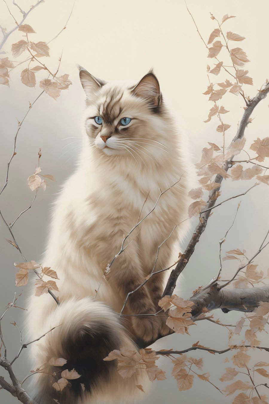 Gato num ramo — design completo