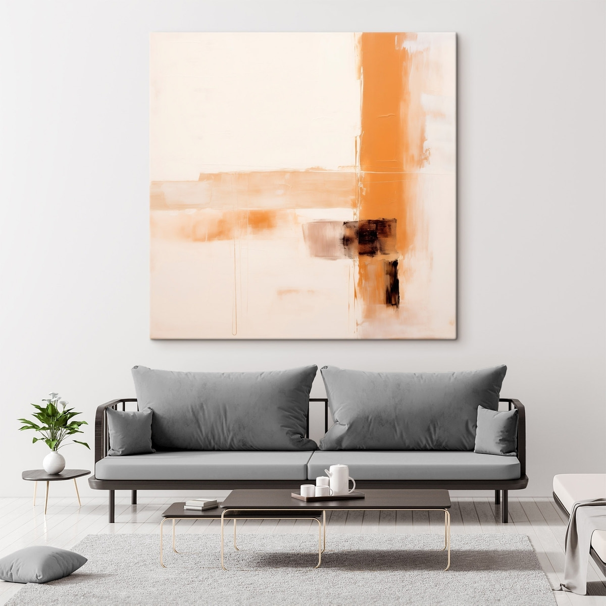 Abstração laranja e castanha — interior 1
