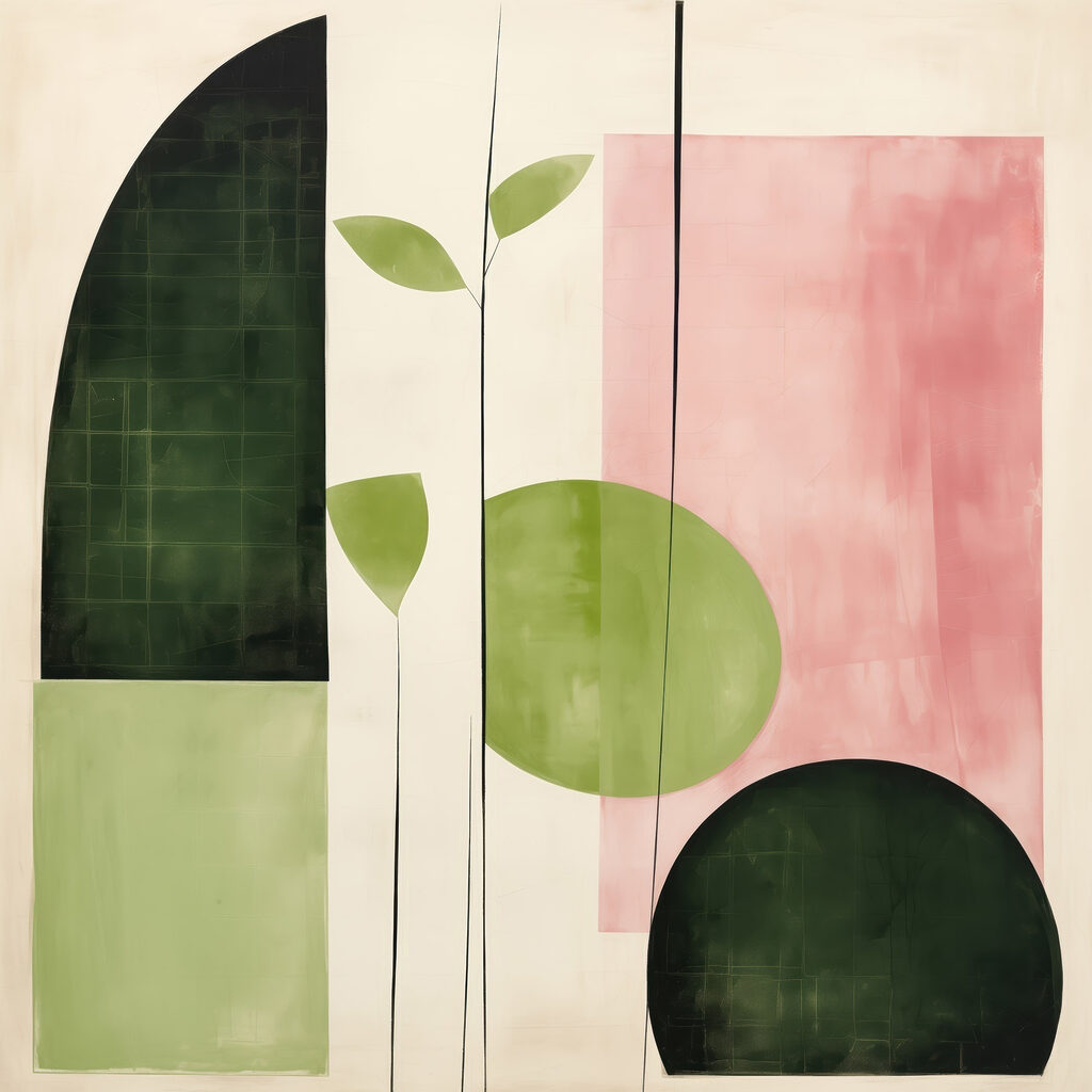 Folhas verdes sobre rosa — design completo
