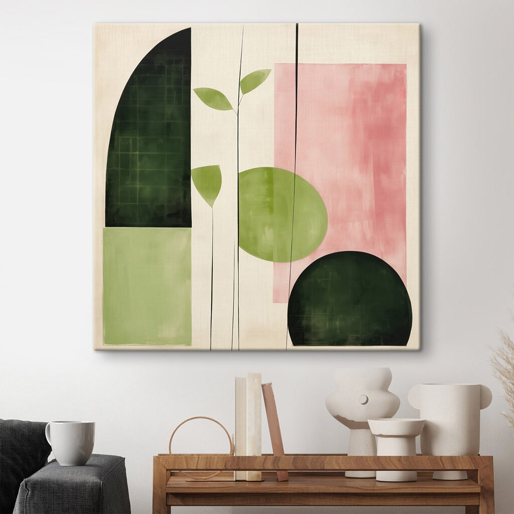 Folhas verdes sobre rosa — interior 2