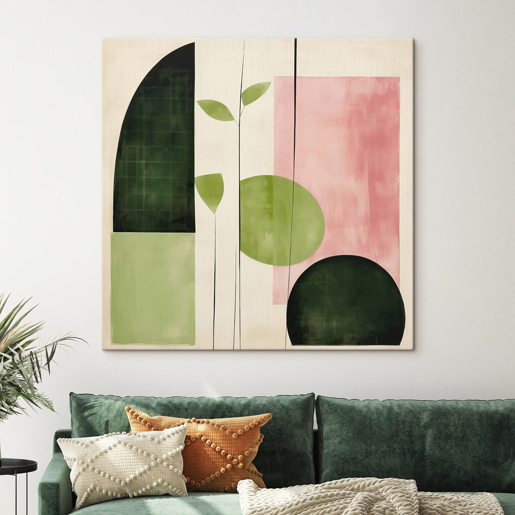Folhas verdes sobre rosa — interior 3