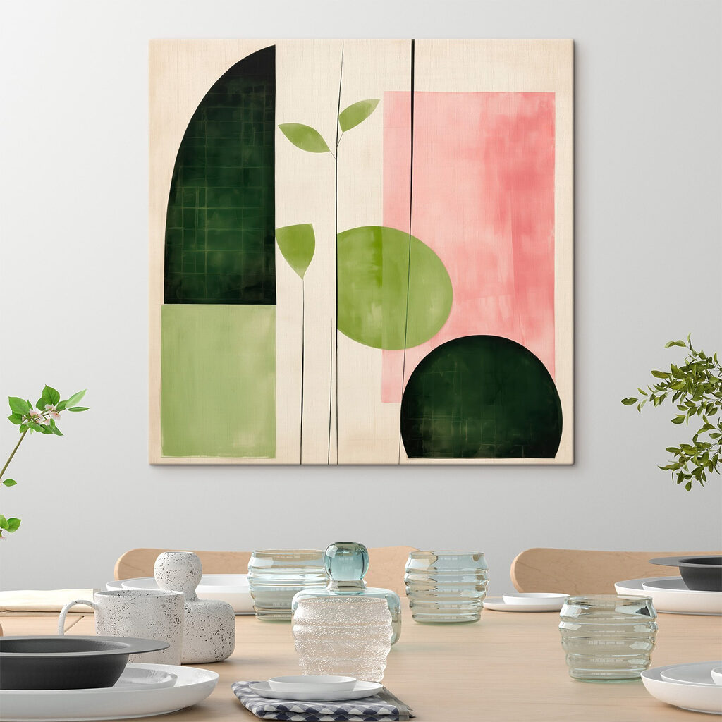 Folhas verdes sobre rosa num interior