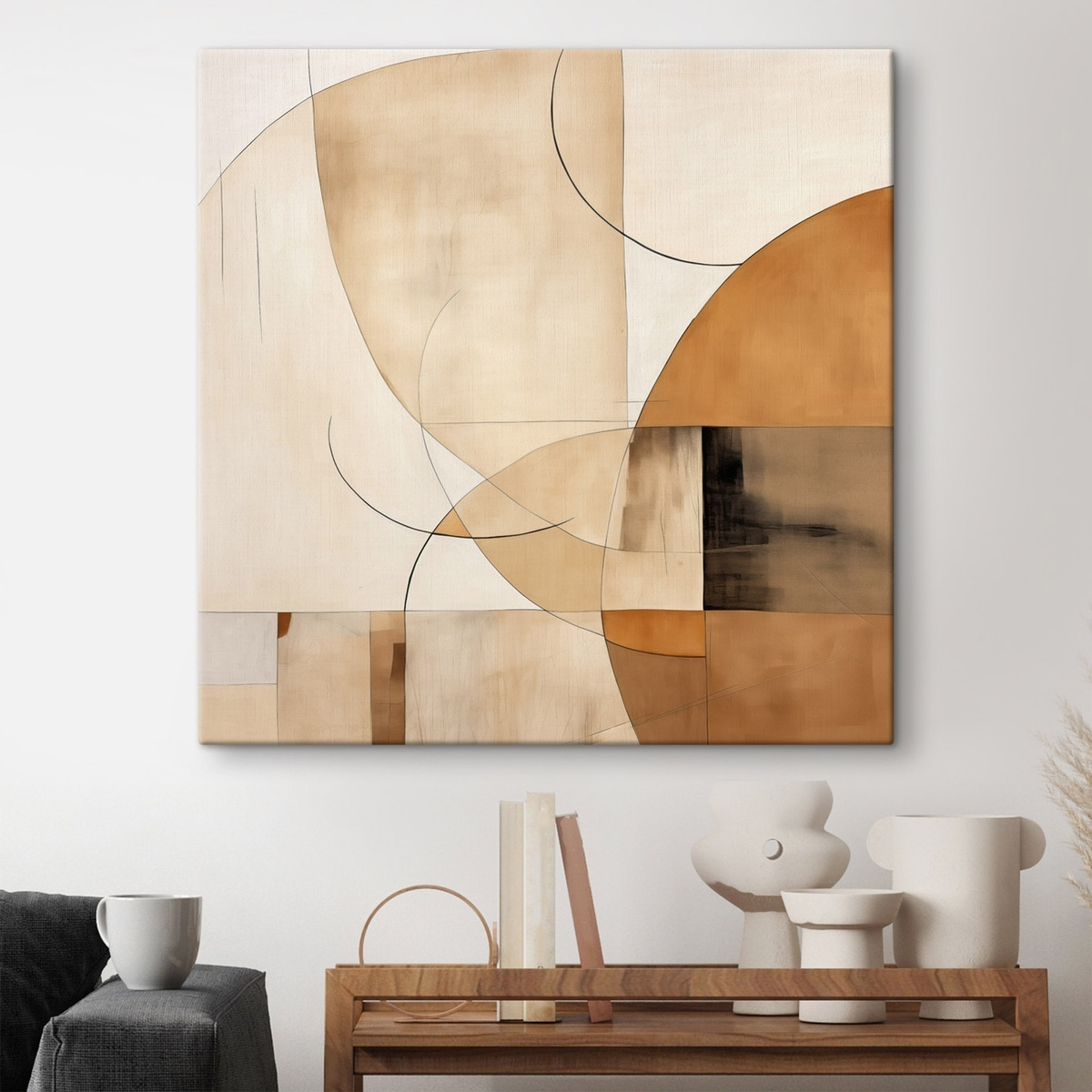 Linhas curvas em bege — interior 1