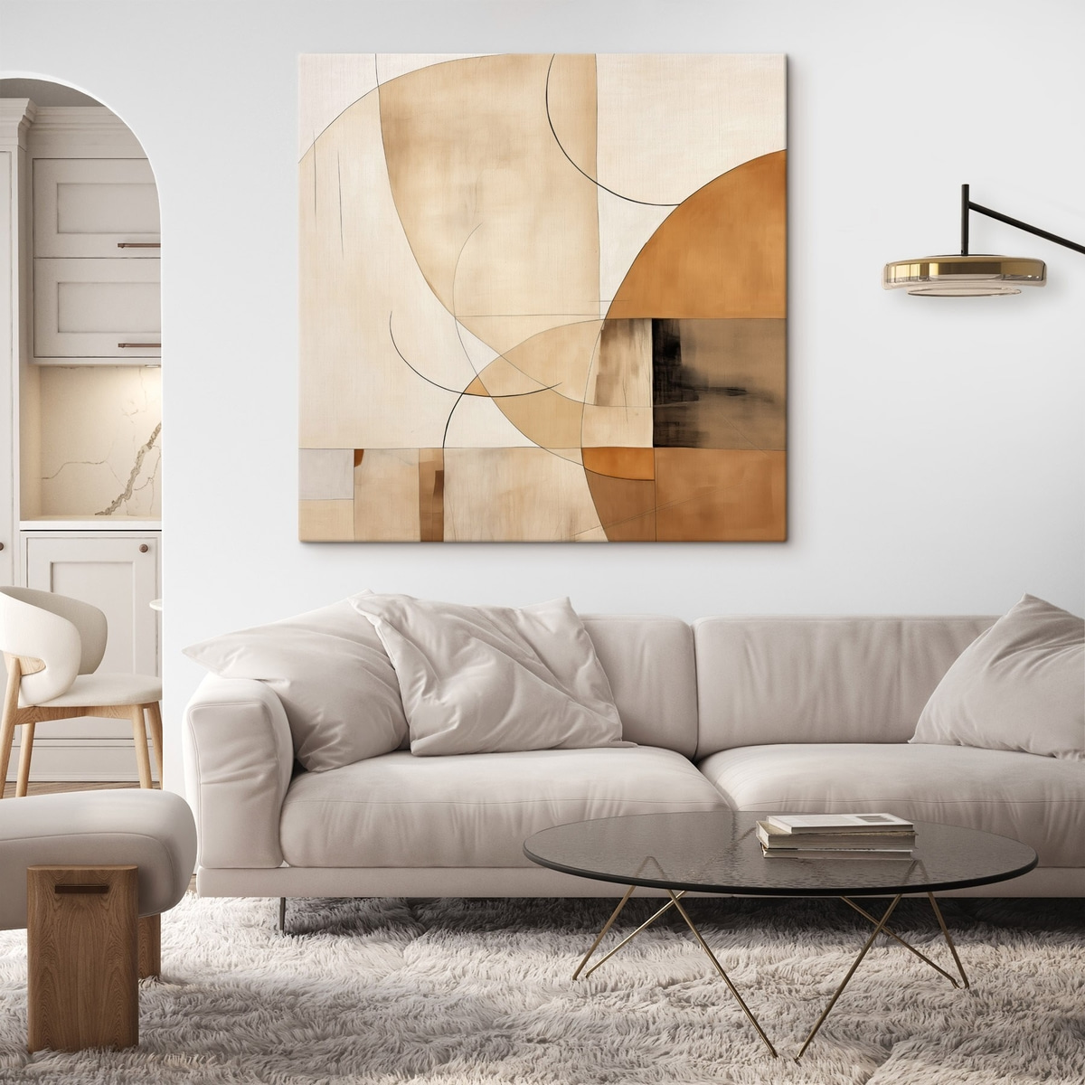 Linhas curvas em bege — interior 2