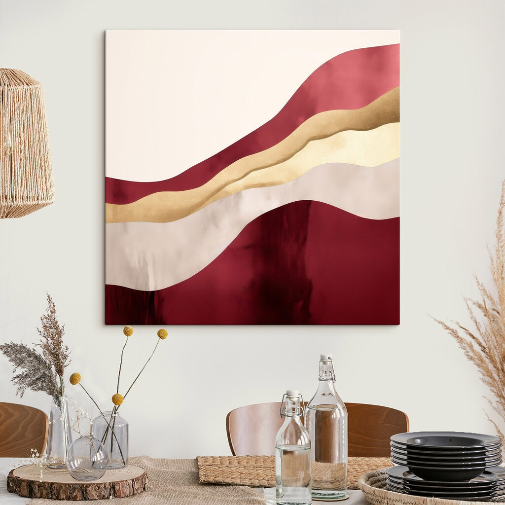 Ondas vermelhas com dourado — interior 1