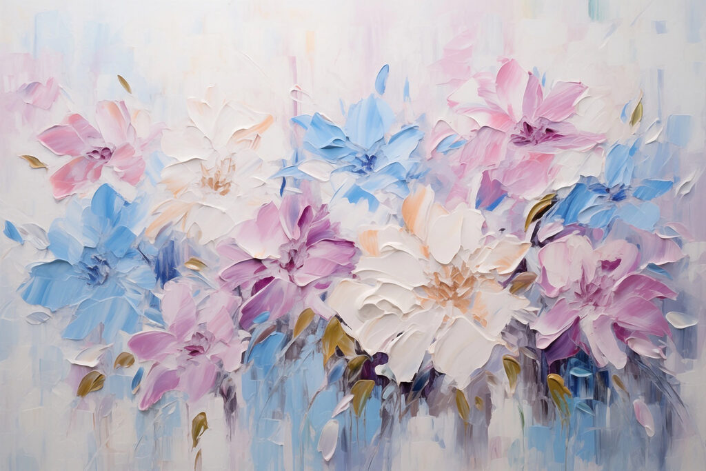Flores pastel em azul — design completo