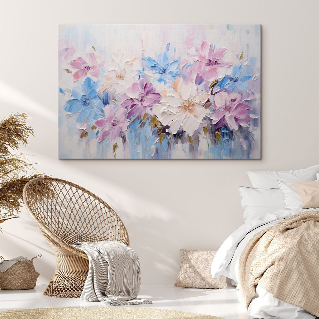 Flores pastel em azul — interior 1