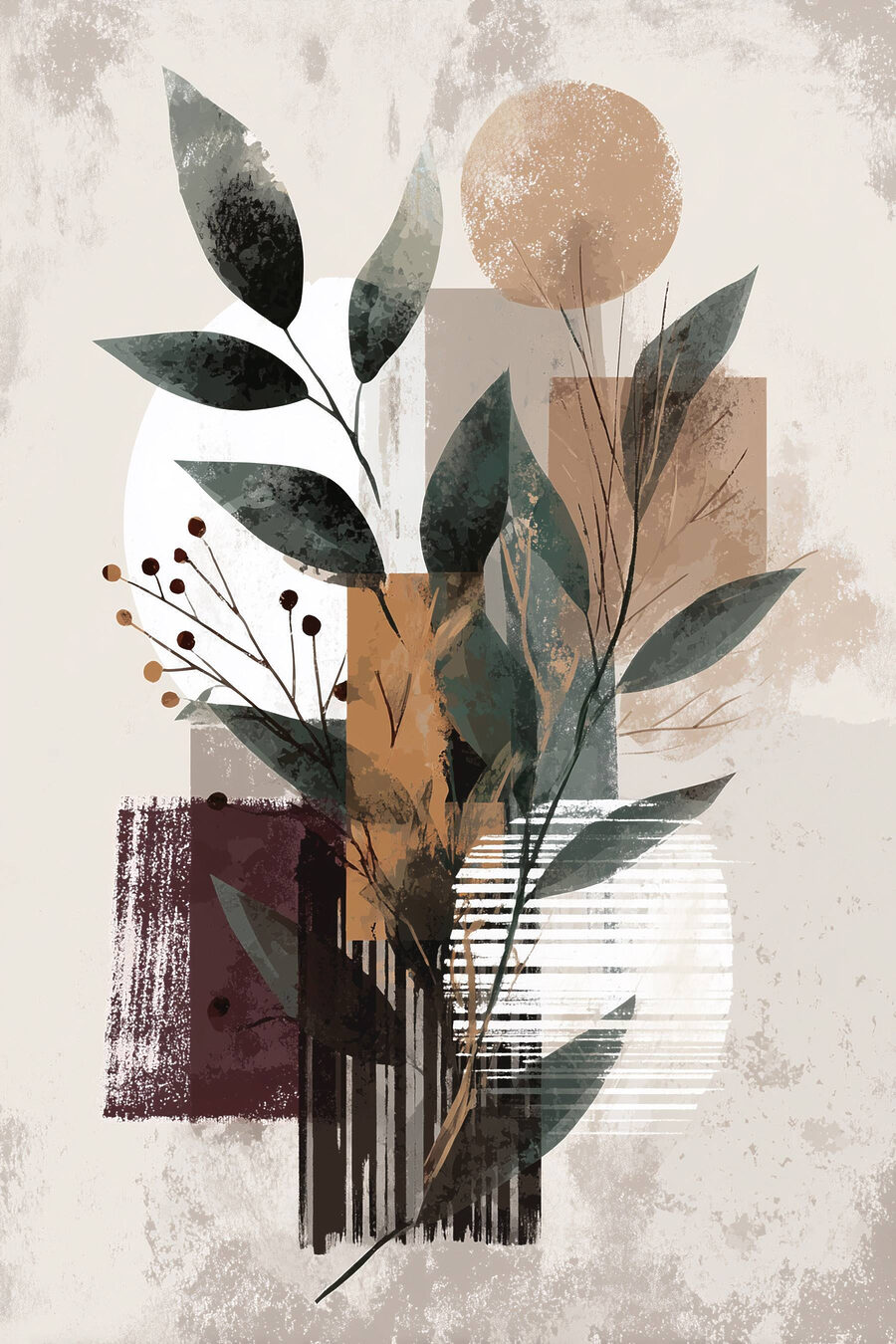 Folhas verdes entre blocos — design completo