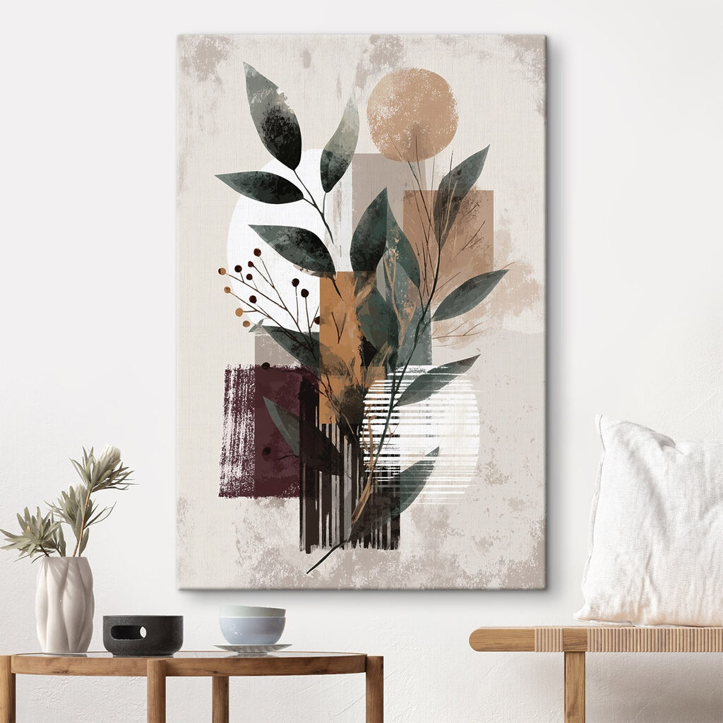 Folhas verdes entre blocos — interior 2
