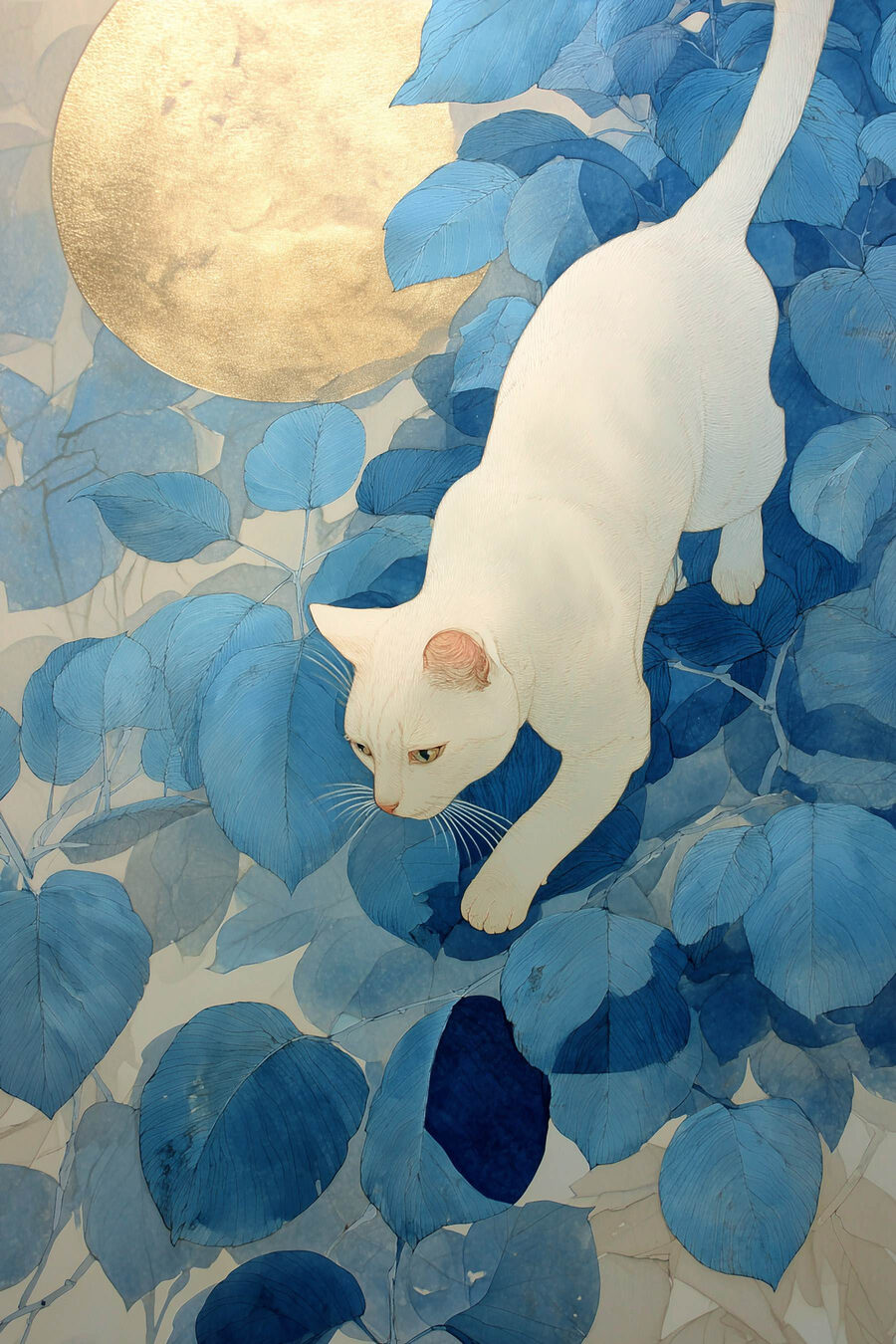Gato sob lua dourada — design completo
