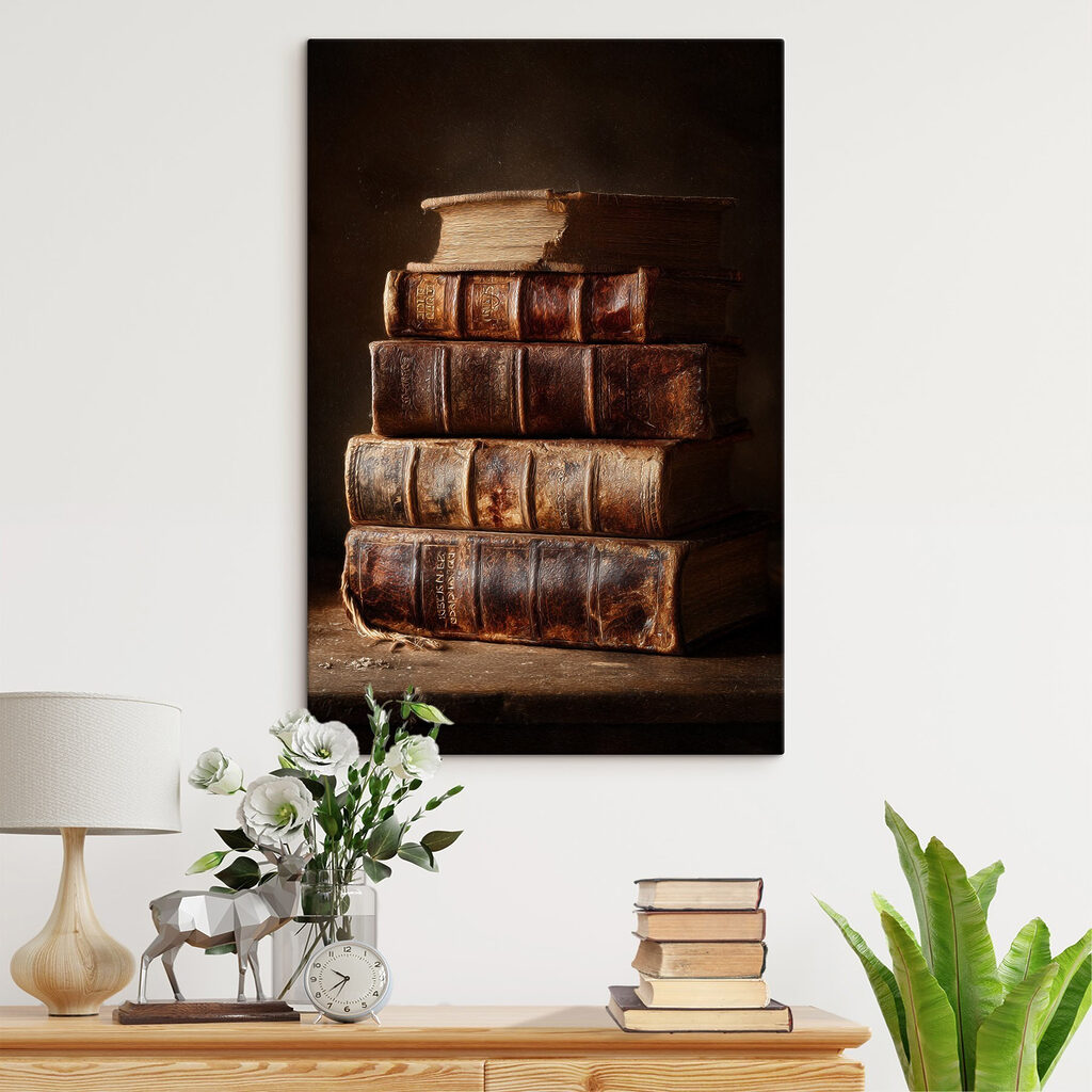 Livros antigos na sombra — interior 1