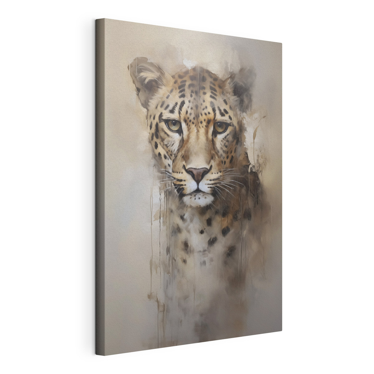 Leopardo pintado, tela esticada e borda contínua