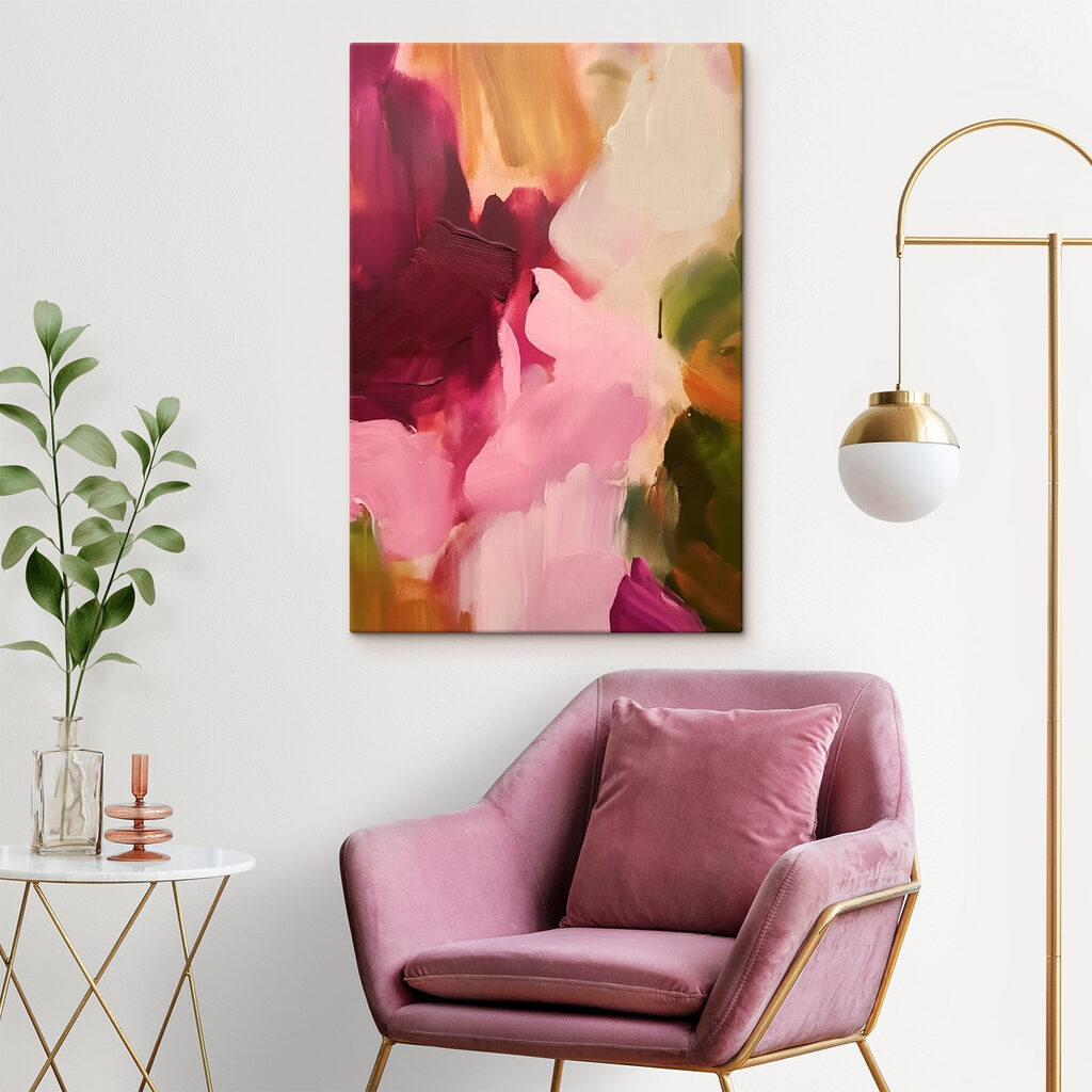 Tinta rosa com bordô num interior