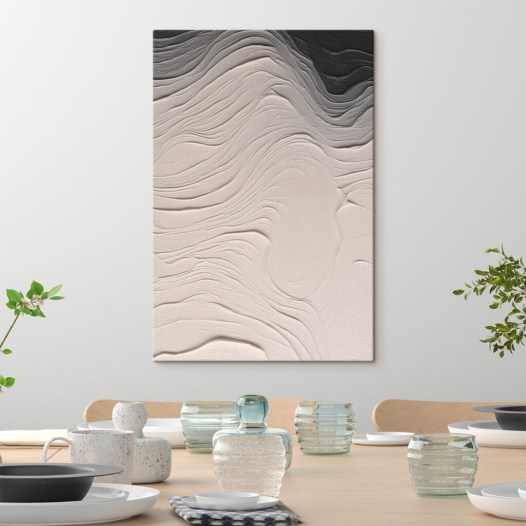 Linhas cinzentas sobre branco num interior