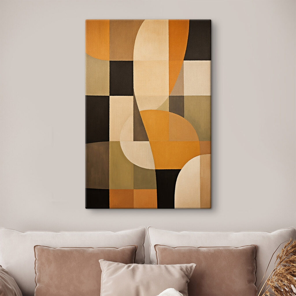 Arcos ocre sobre verde — interior 2