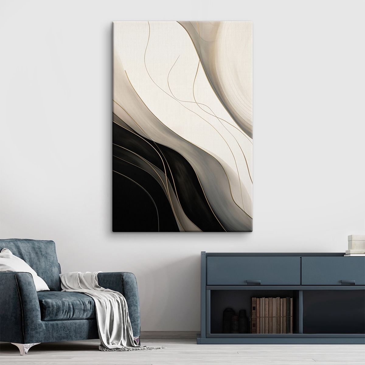 Ondas pretas e bege — interior 2