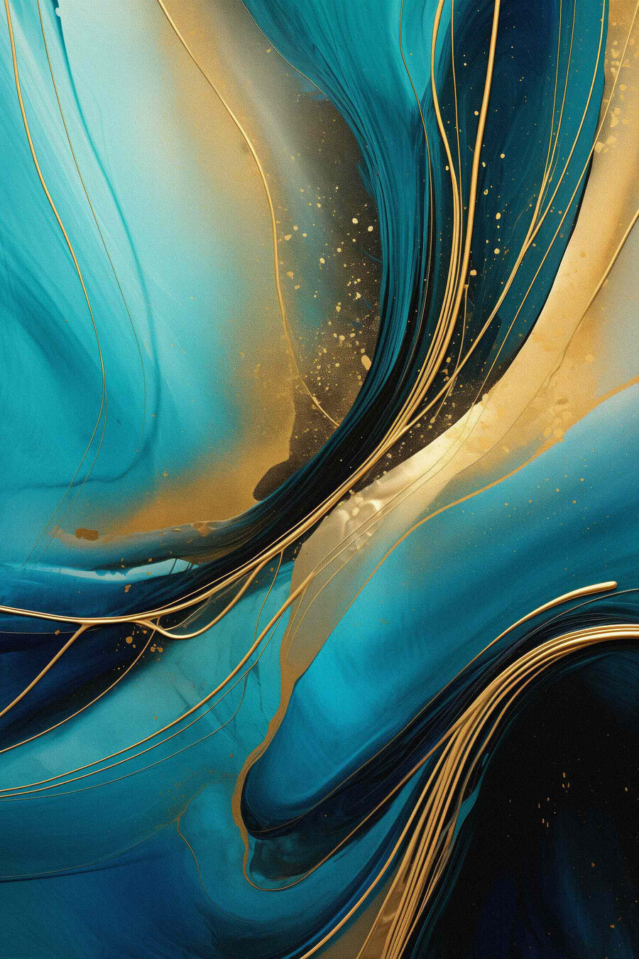 Ondas turquesa e dourado — design completo