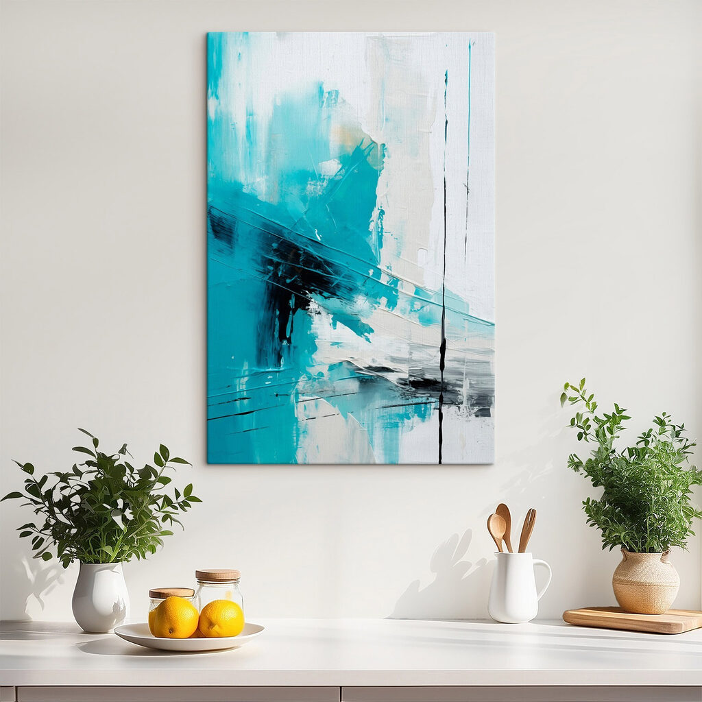 Tinta turquesa sobre linhas — interior 3