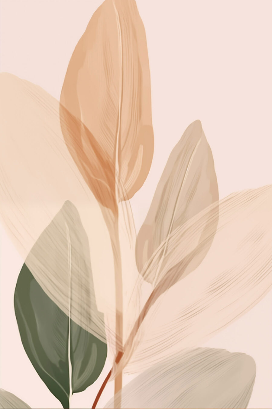 Folhas pêssego sobre rosa — design completo