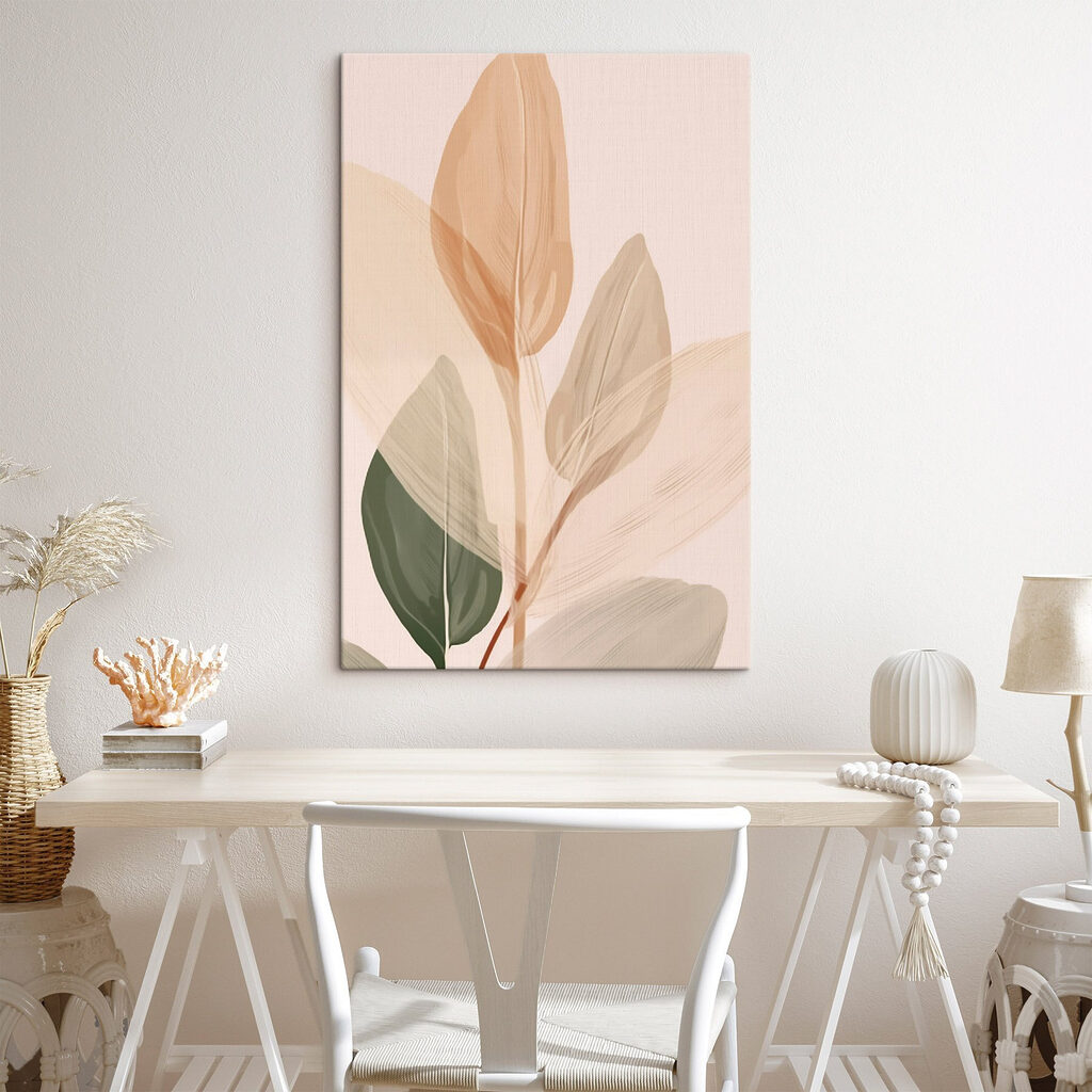 Folhas pêssego sobre rosa — interior 1