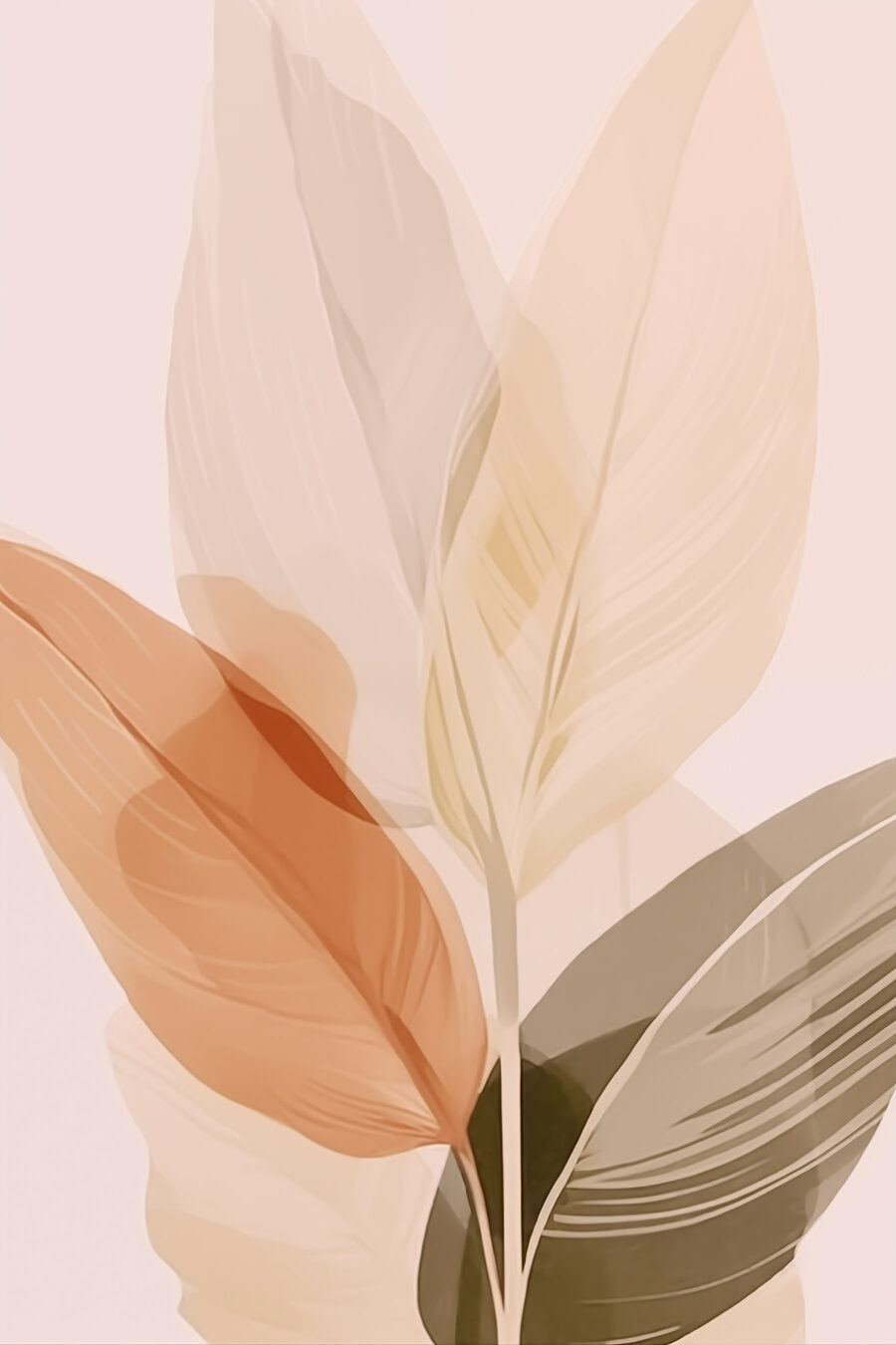 Folhas pastel e nervuras — design completo