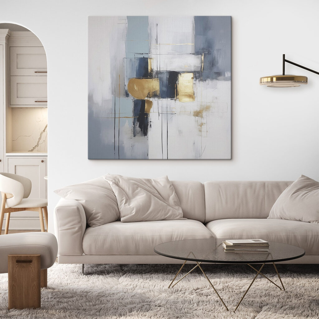 Blocos azul-acinzentados e dourados — interior 2