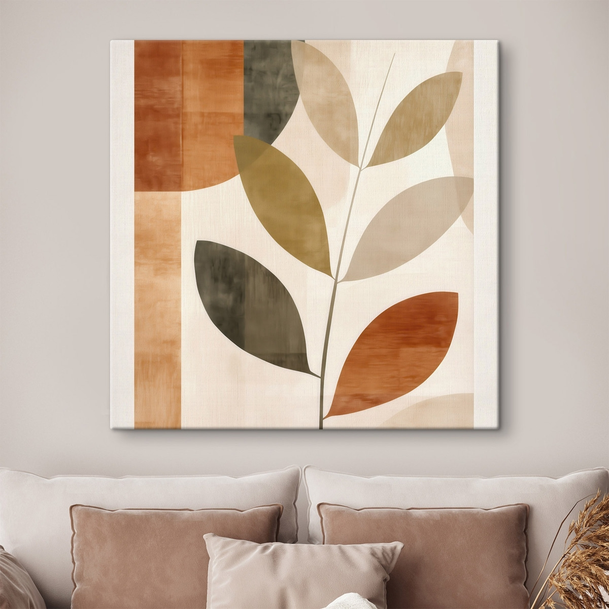 Folhas líricas e minimalistas num interior